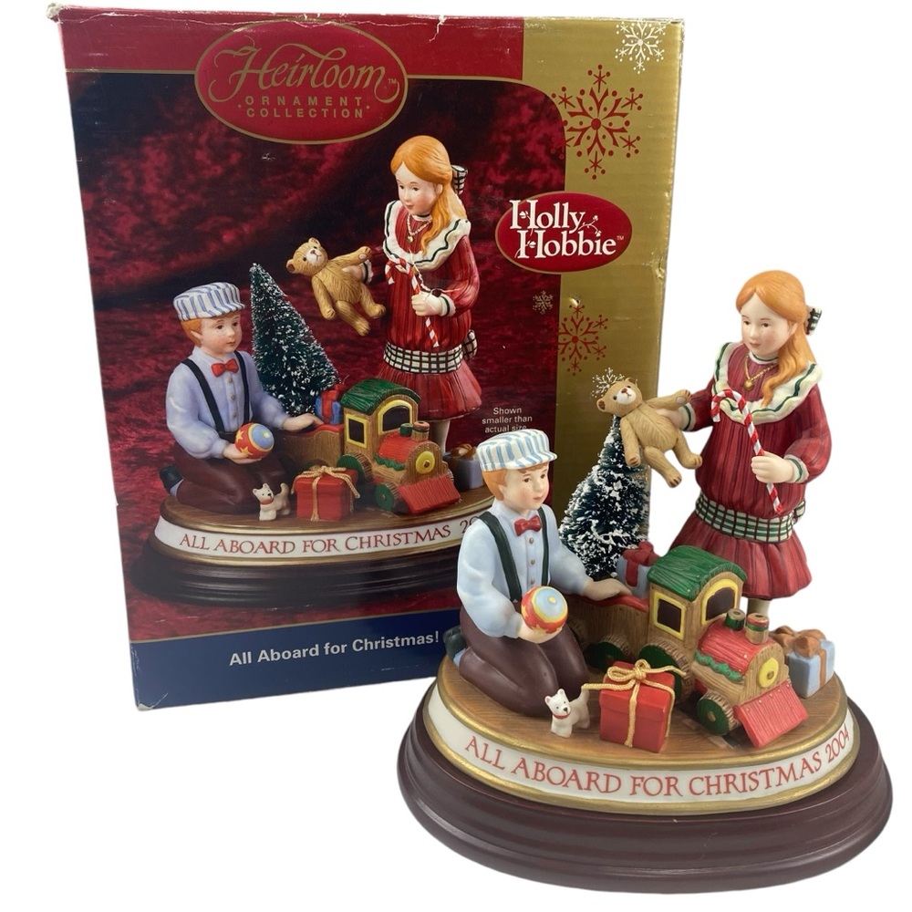 Holly Hobbie All Aboard For Christmas 2004 Porcelain Keepsake Figurine Ornament